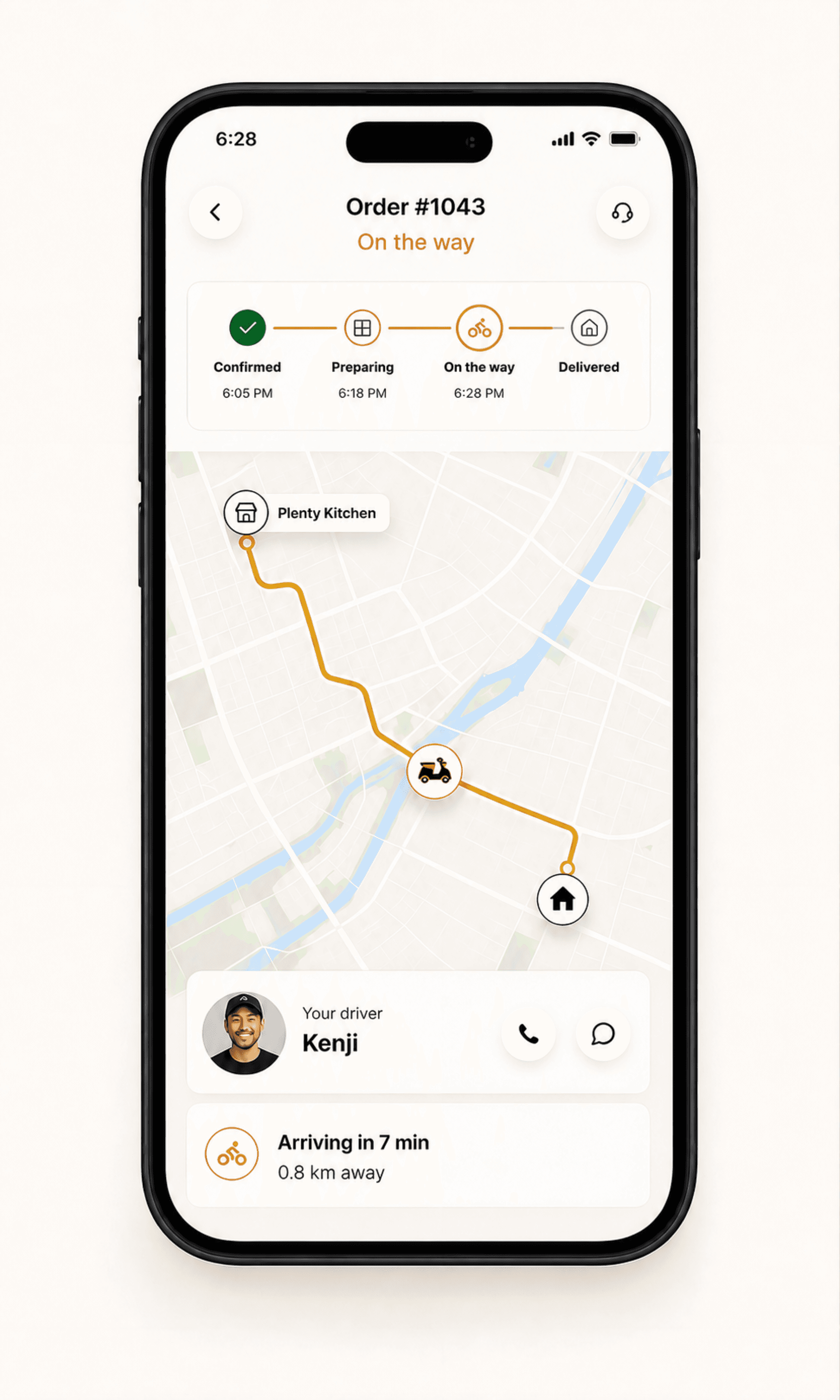Customer live delivery-status screen